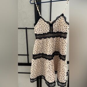 Express Black and Cream Polka Dot Lace Top